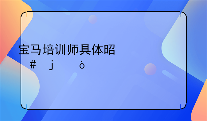 宝马培训师具体是干什么的？