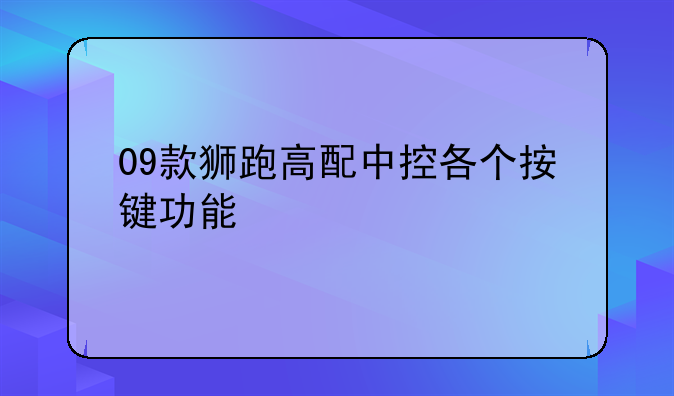 09款狮跑高配中控各个按键功能