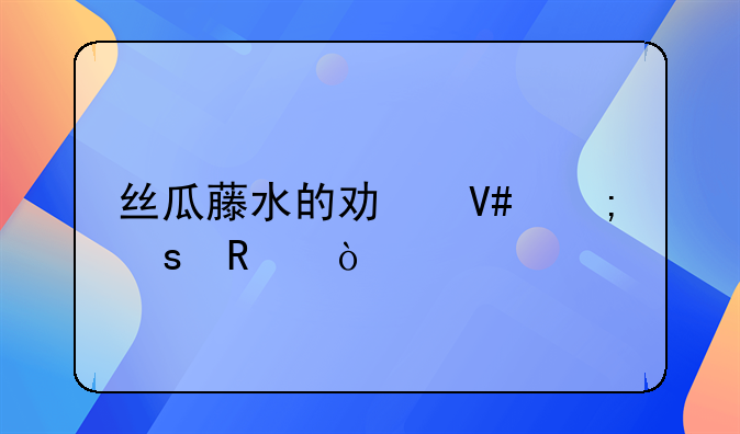 丝瓜藤水的功效与作用？