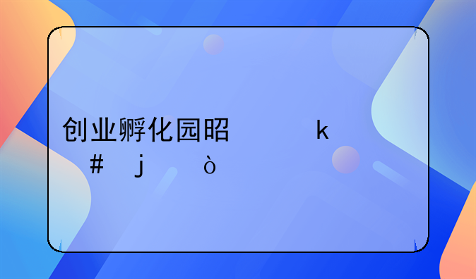 创业孵化园是做什么的？