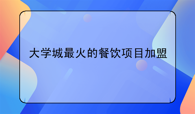 大学城最火的餐饮项目加盟