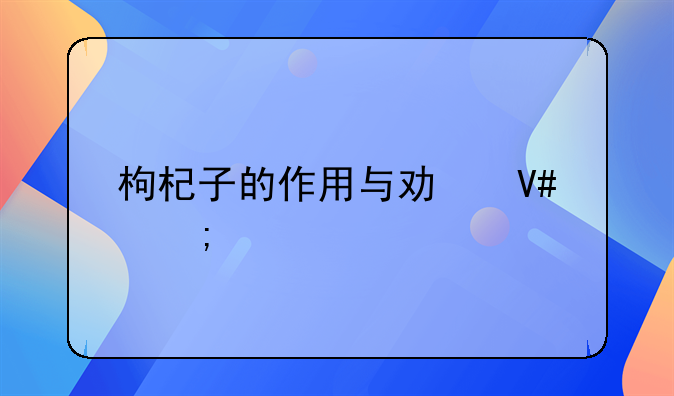 枸杞子的作用与功效与禁忌