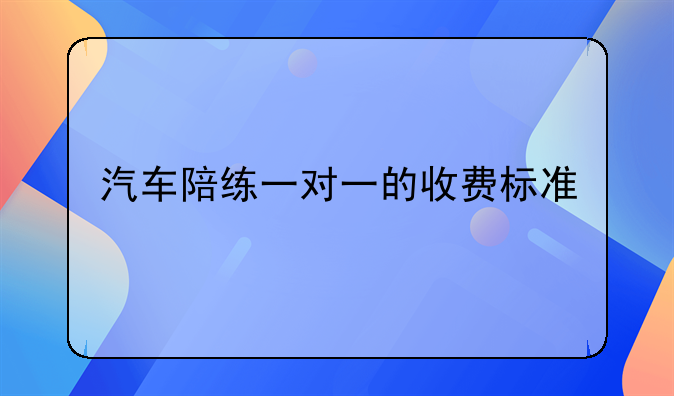 汽车陪练一对一的收费标准