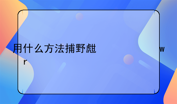 用什么方法捕野生黄鳝最佳