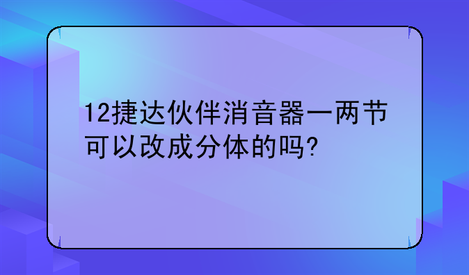 12捷达伙伴消音器一两节可以改成分体的吗?