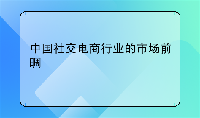 中国社交电商行业的市场前景如何