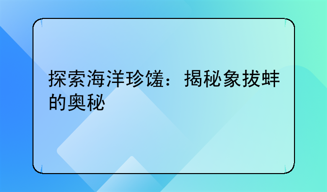 探索海洋珍馐：揭秘象拔蚌的奥秘