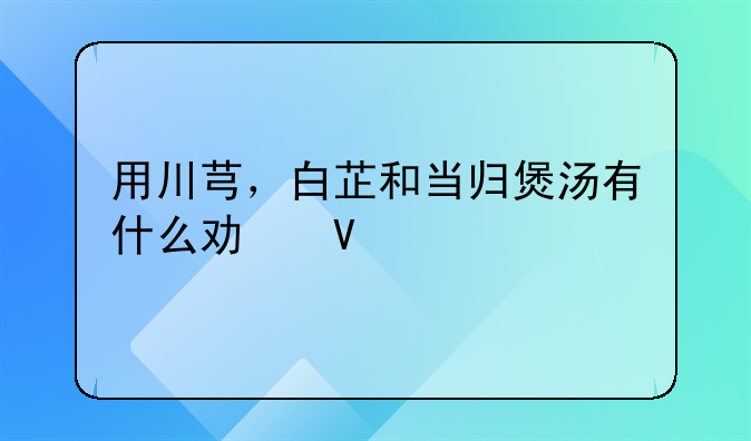 用川芎，白芷和当归煲汤有什么功效