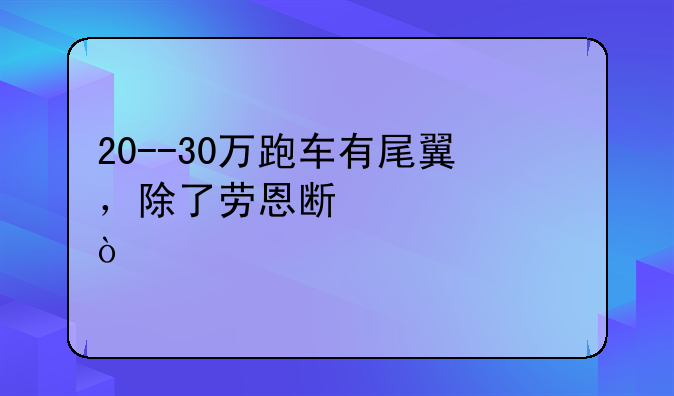 20--30万跑车有尾翼，除了劳恩斯酷派？