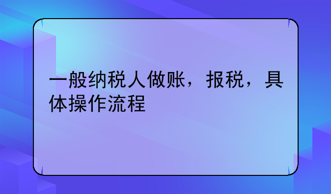 一般纳税人做账，报税，具体操作流程