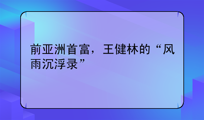 前亚洲首富，王健林的“风雨沉浮录”