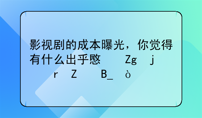 影视剧的成本曝光，你觉得有什么出乎意料的地方吗？