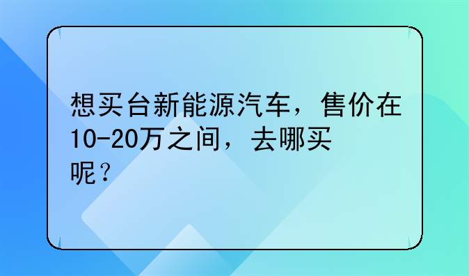 想买台新能源汽车，售价在10-20万之间，去哪买呢？