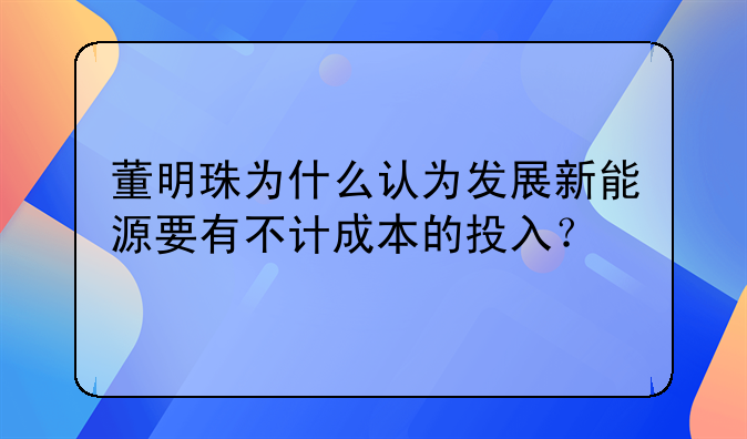 董明珠为什么认为发展新能源要有不计成本的投入？