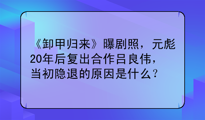 《卸甲归来》曝剧照，元彪20年后复出合作吕良伟，当初隐退的原因是什么？