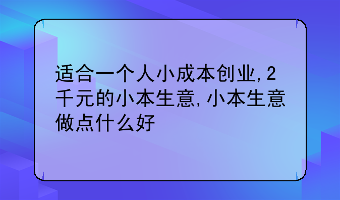 适合一个人小成本创业,2千元的小本生意,小本生意做点什么好